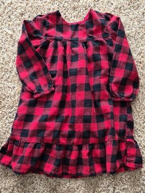 GAP Toddler Red and Black Buffalo Plaid Dress,lined, 5T